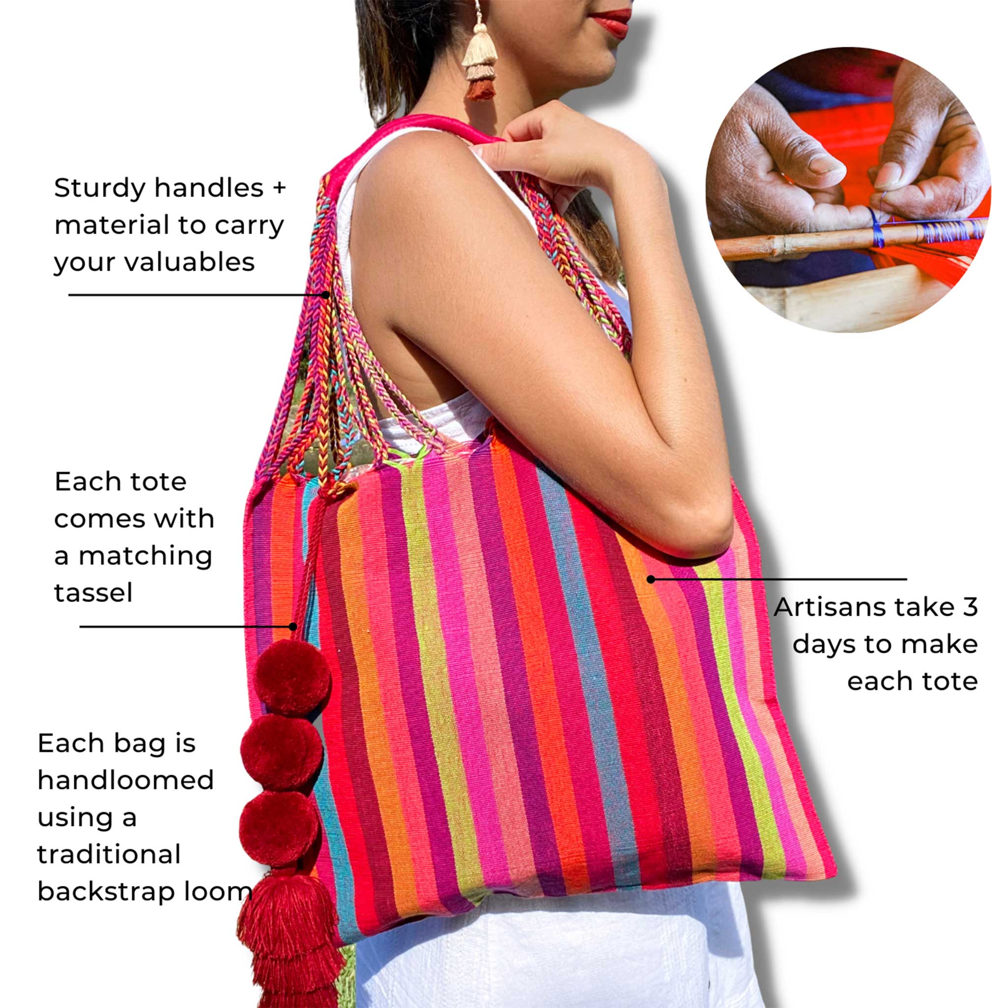 Crocheted bag with tassels, Black - Handbag Culture