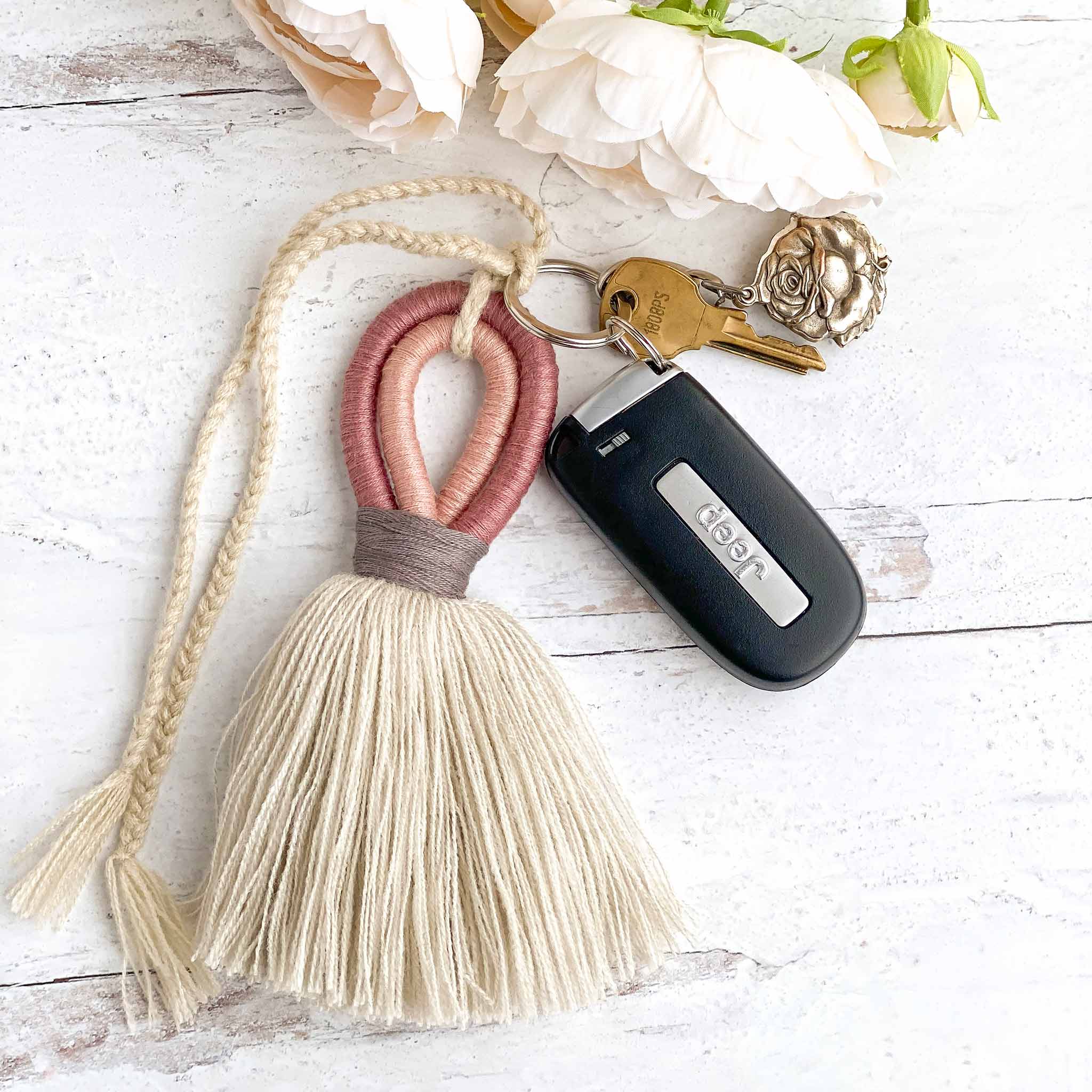 Pink Handmade Fiber Loop Tassels - Bag Charm Tassel