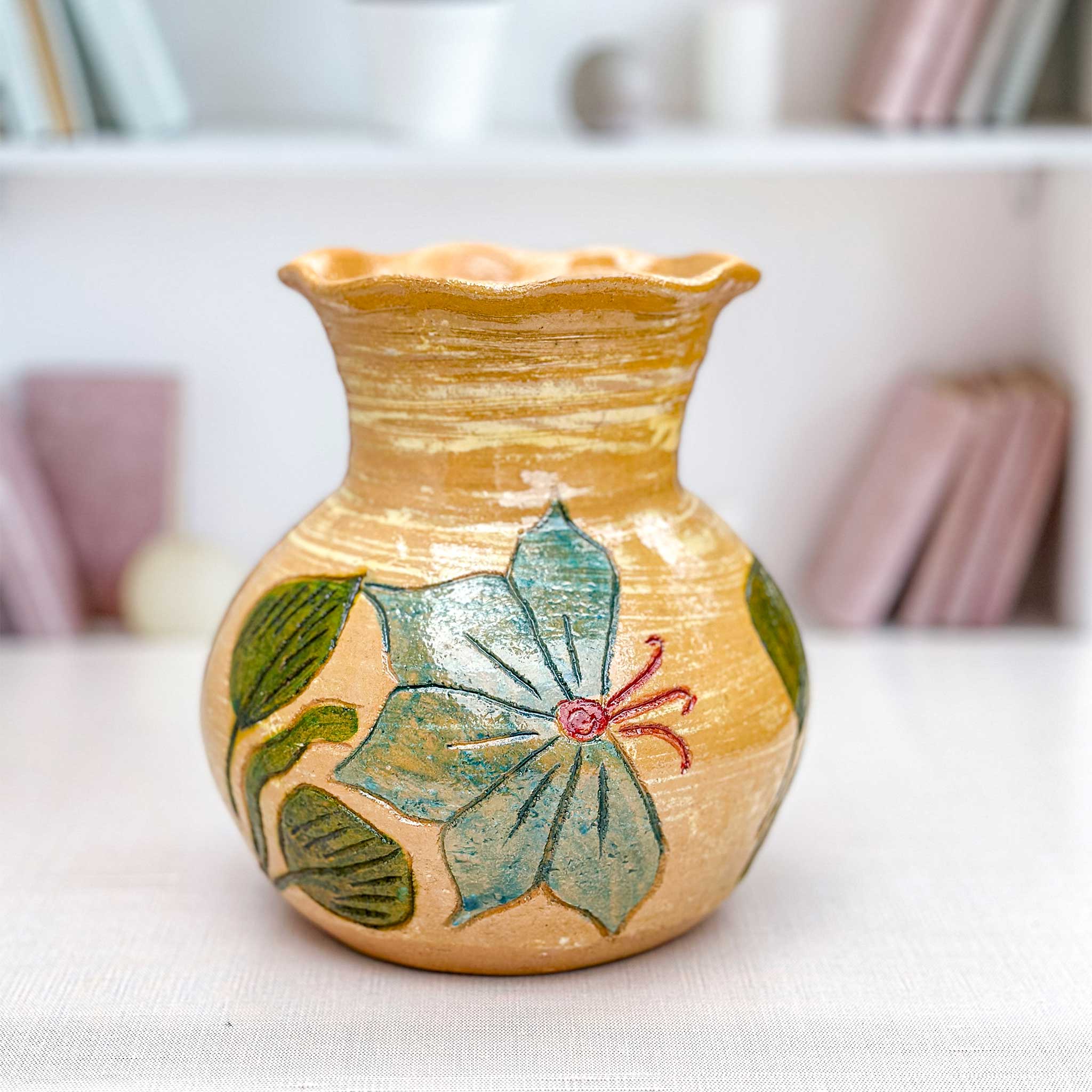 Glazed Hand-painted Pottery Vase - Mexican Ceramic Decorative Vase – Xula  Handmade
