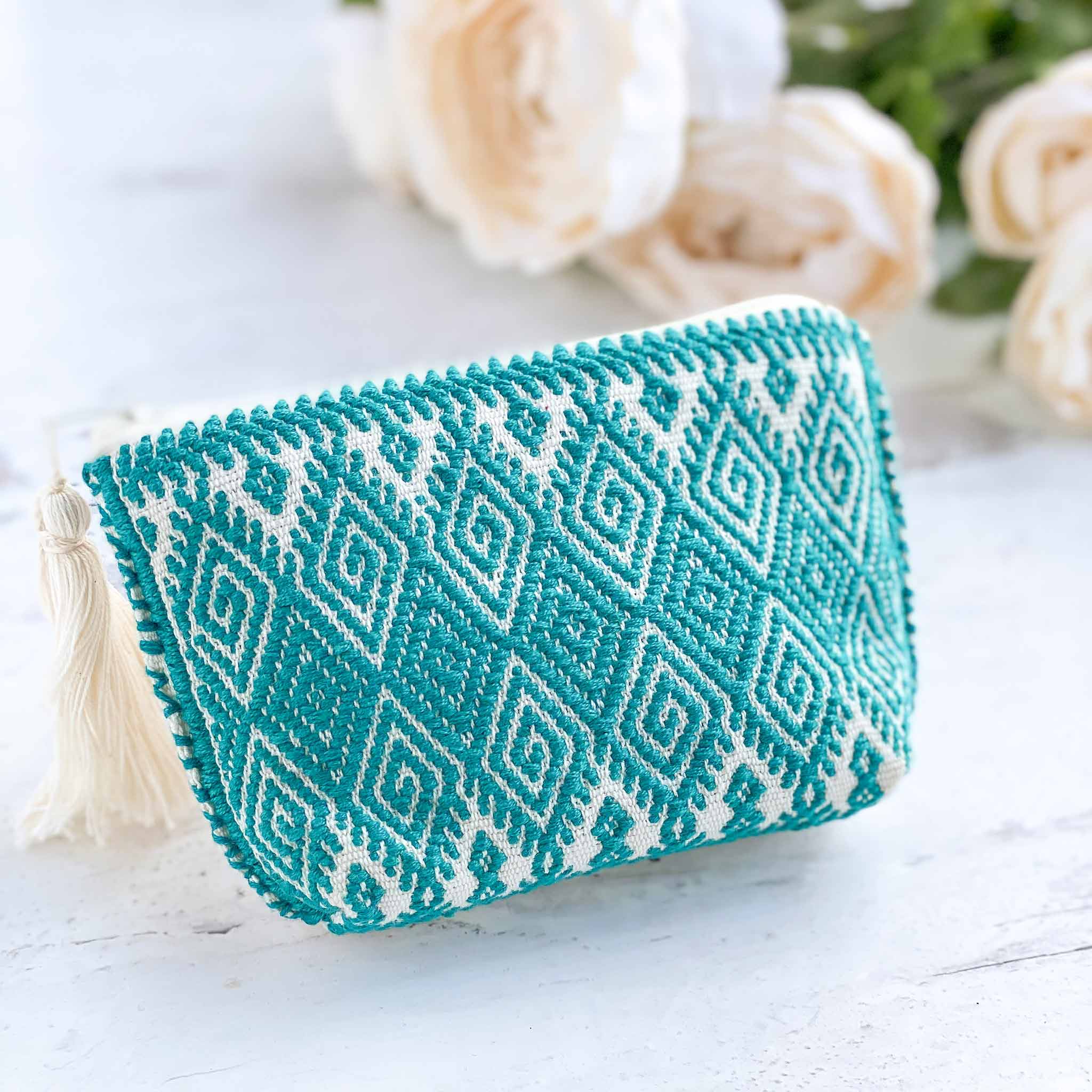 Handwoven Coin Purse with Tassel - Turquoise