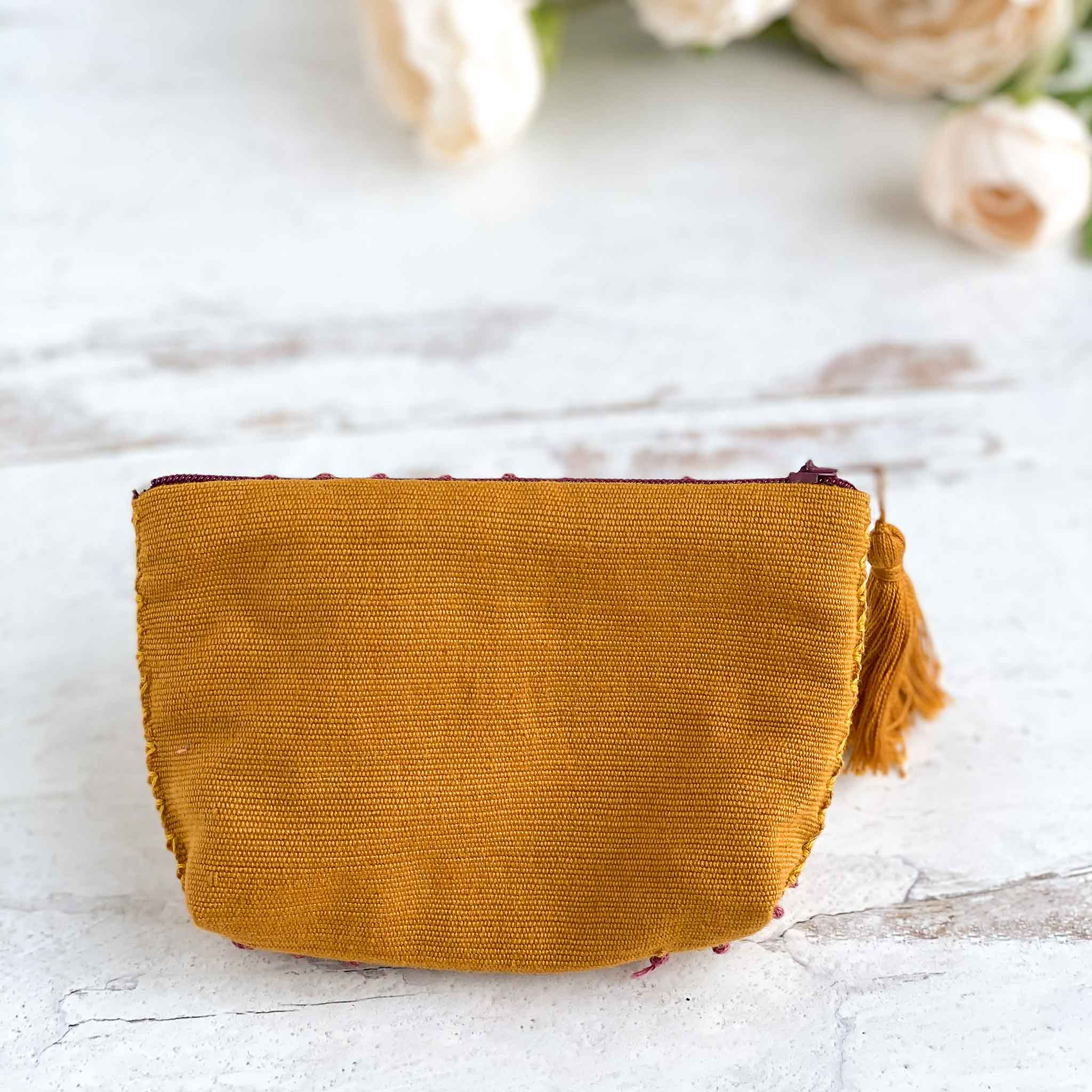 Handwoven Coin Purse with Tassel - Mustard Yellow