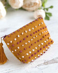 Handwoven Coin Purse with Tassel - Mustard Yellow