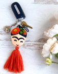 Embroidered Frida Tassels - Orange