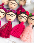 Embroidered Frida Tassels - Pink