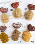 Cross-Stitched Huipil Heart Tassels