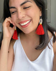 Elena Loop Tassel Earrings - Burnt Orange