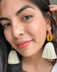 Elena Loop Tassel Earrings - Mustard Yellow + Black