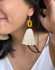 Elena Loop Tassel Earrings - Mustard Yellow + Black