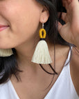 Elena Loop Tassel Earrings - Mint/Yellow