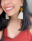 Elena Loop Tassel Earrings - Mustard Yellow + Olive