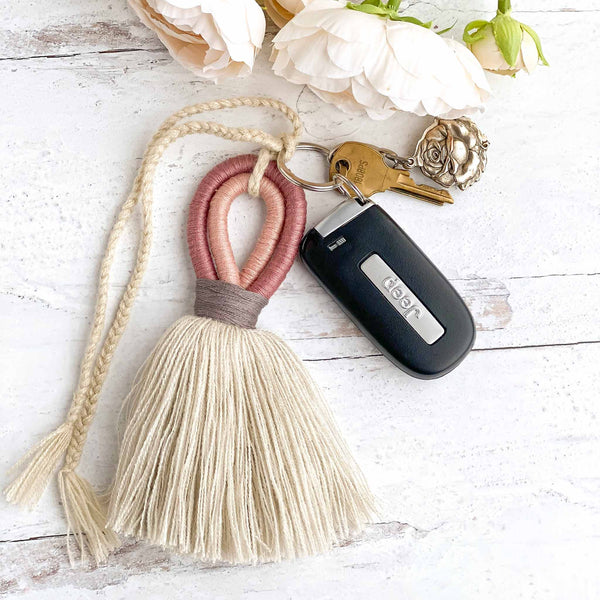 Pink Handmade Fiber Loop Tassels - Bag Charm Tassel