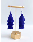 Tiered Tassel Earrings - Royal Blue