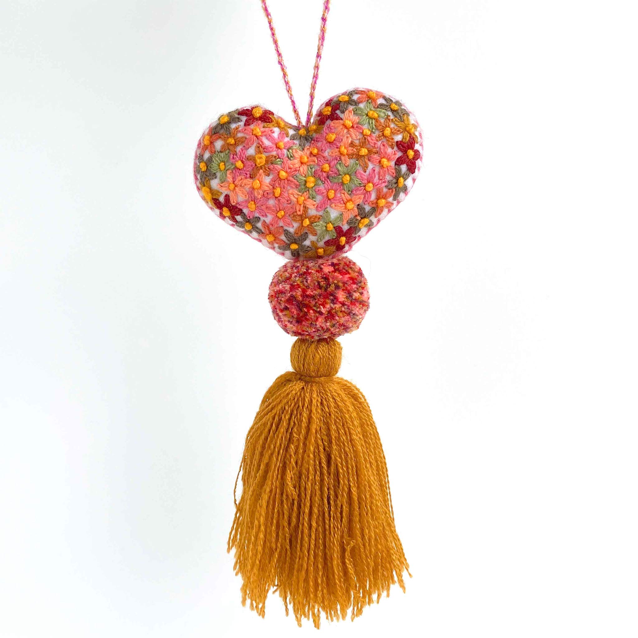 Heart Pompom Keychain Multiple Colors Perfect for Handbags 