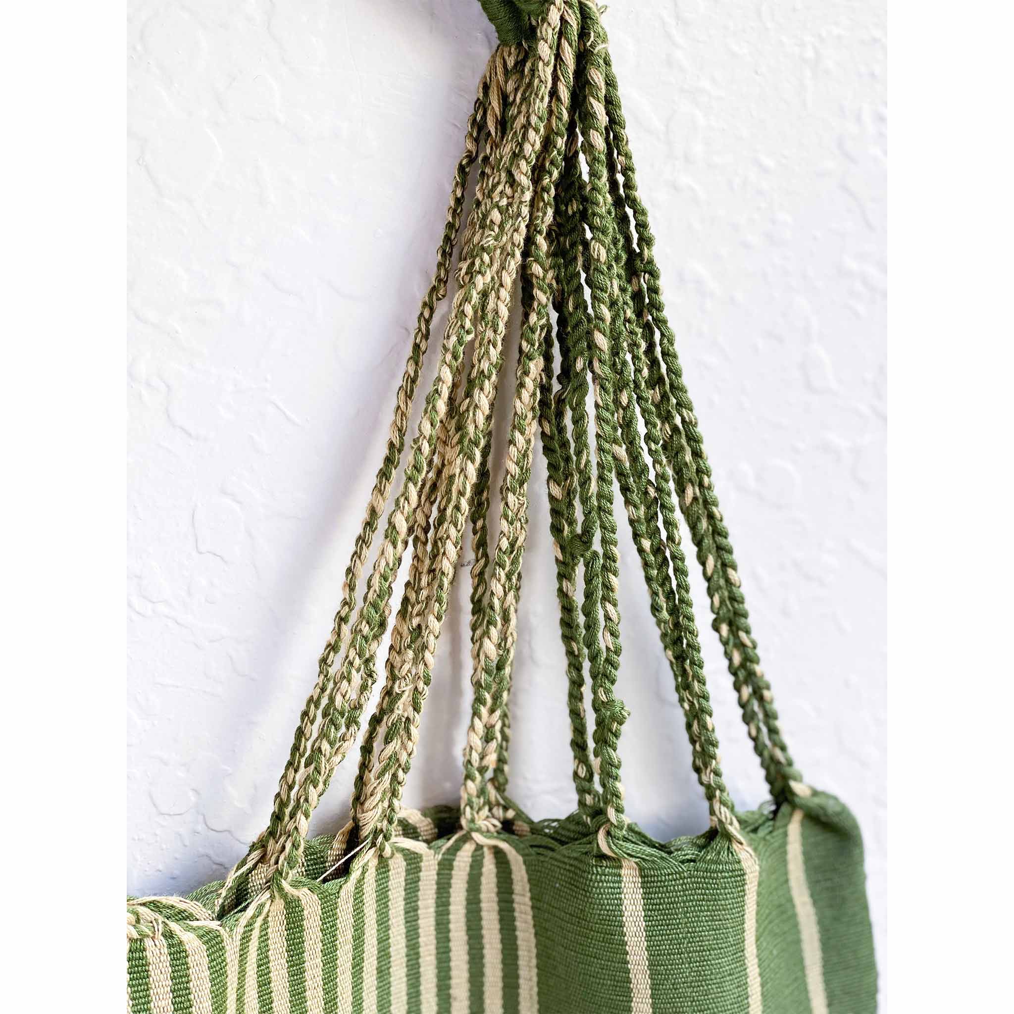 Handwoven Cotton Tote - Olive and Beige