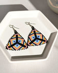 Triangular Beaded Earrings - Pastel Spring Black