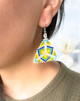Triangular Beaded Earrings - Pastel Spring Black