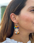 Handbeaded Frida Earrings - Teal