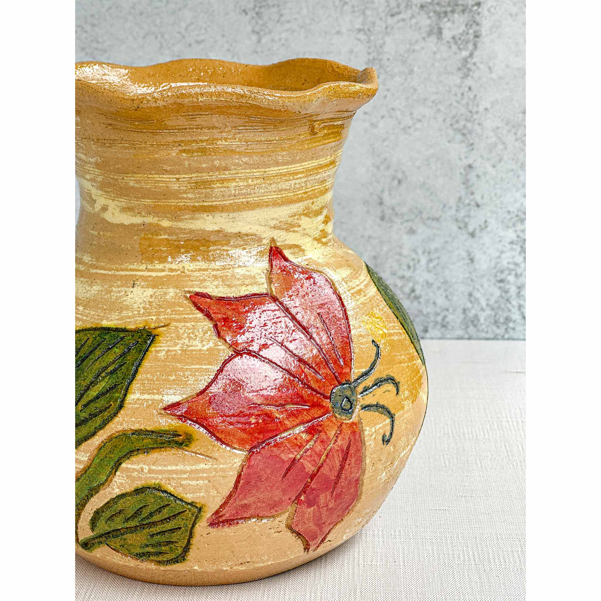 Handpainted Glazed Ceramic Vase